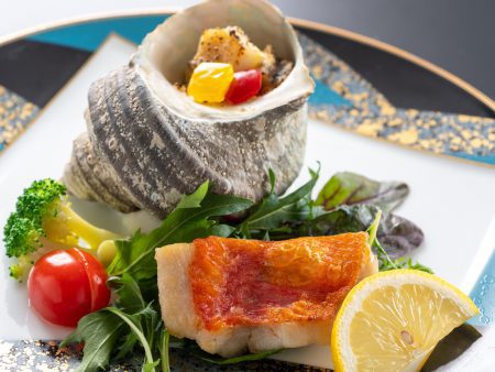 金目鯛ローストとサザエの豆乳グラタン