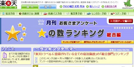 おかげさまで！楽天トラベル 月間星の数アンケート 全ての宿泊施設の総合ランキングで中国・四国エリア第１位となりました！